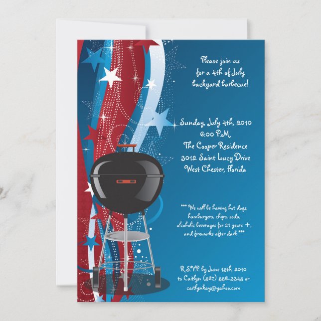 {TBA} 5x7 Quatrième invitation 4 juillet barbecue (Devant)