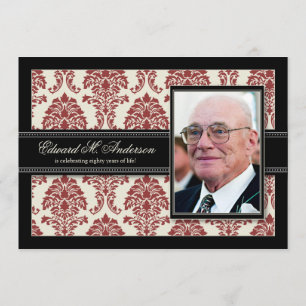 {TBA} Années d'or Damask Birthday Invitation (roug