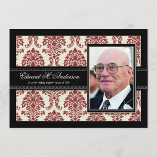 {TBA} Années d'or Damask Birthday Invitation (roug