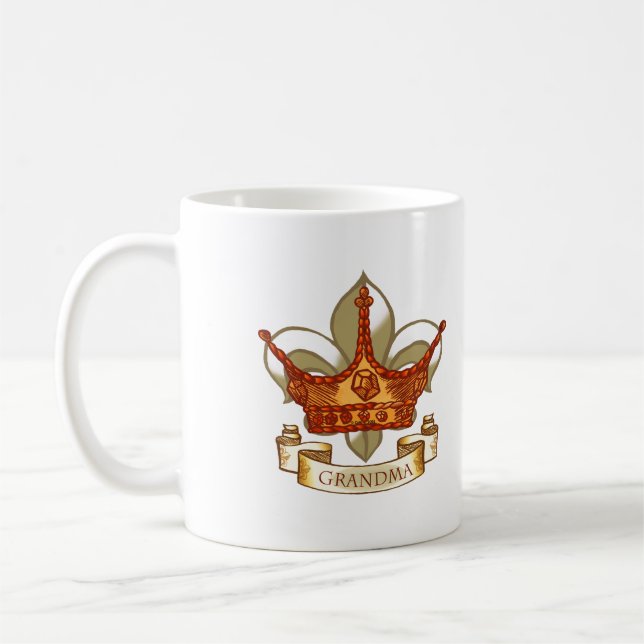 TBA Couronne Bannière Reine Grand-Mère Mug (Gauche)