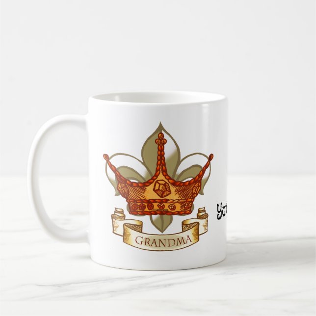 TBA Couronne Bannière Reine Grand-Mère Mug (Gauche)