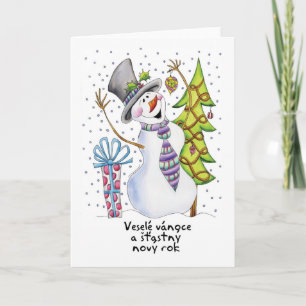 Tchèque - Snowman - Bonne carte de Noël Snowman