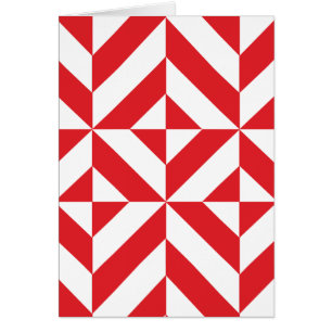 Tchry Red Geometric Deco Cube Pattern