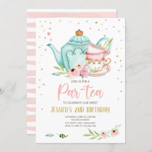 Tea Birthday Invitation Girl Party Par tea Floral