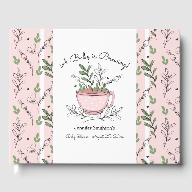 Tea Cup Tea Party Baby shower Livre d'invité (Recto)