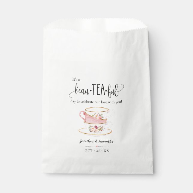 Tea Faveur Sacs rose floral mariage sac de faveur (Devant)