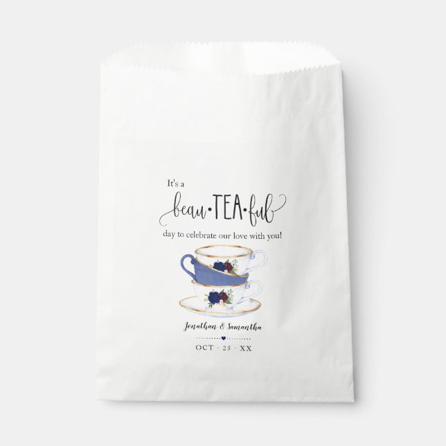 Tea Favor Sacs marine floral mariage sac de faveur (Devant)