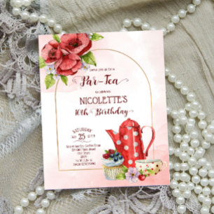 Tea fête anniversaire budget invitation modèle