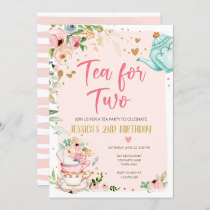Tea for Two Birthday Invitation Floral Tea Party