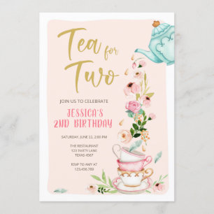 Tea for Two Birthday Invitation Floral Tea Party