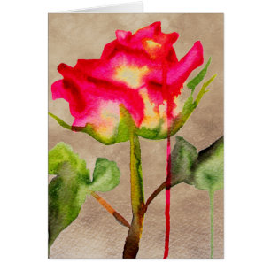 Tea hybride Rose aquarelle moderne fleurie art