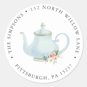 Tea Party Adresse de retour Classic Round Sticker