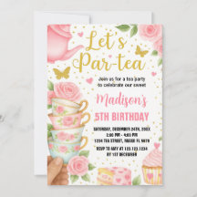 Tea Party Anniversaire Invitation avec jumelage Te