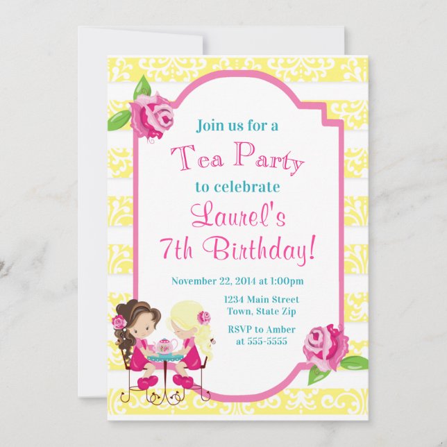 Tea Party Anniversaire Invitation Tea Party Invita (Devant)