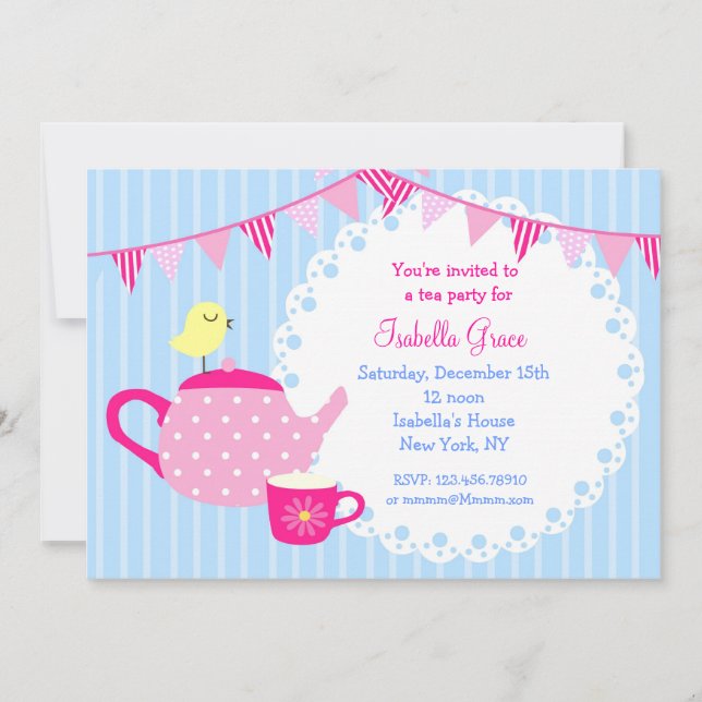 Tea Party Anniversaire Invitations (Devant)