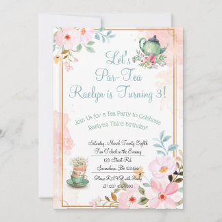 Tea Party Anniversaire Invitations
