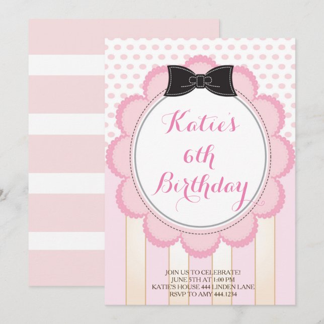 Tea Party Anniversaire Invitations (Devant / Derrière)