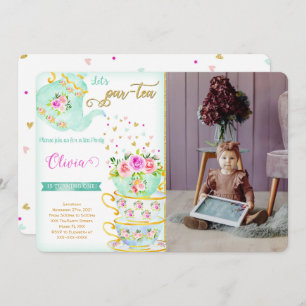 Tea Party Anniversaire Photo Invitation