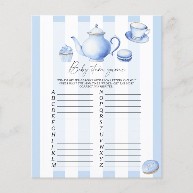 Tea party - Baby Item Game. Jeu baby shower (Devant)