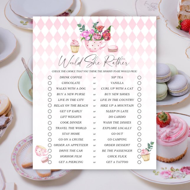 Tea party baby shower Elle préfère jeu (Créateur téléchargé)