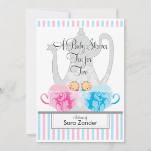 Tea Party Baby shower    Invitation Twins