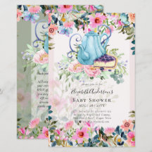 Tea Party Baby Shower Invitations