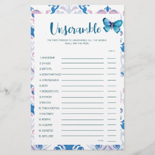 Tea Party Baby shower Jeu Baby Word Scramble jeu