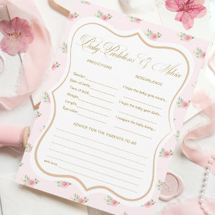 Tea Party Baby shower prédictions Cartes de jeu