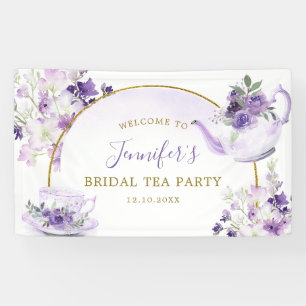 Tea Party Baby shower violet grande bannière