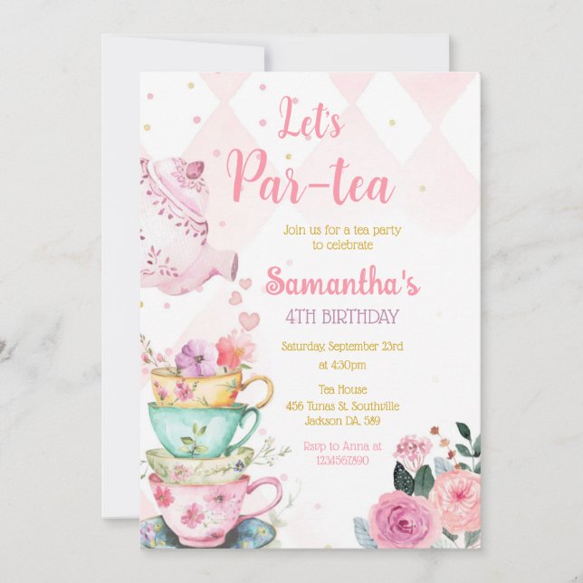 Tea Party Birthday Invitation (Devant)