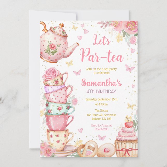 Tea Party Birthday Invitation (Devant)