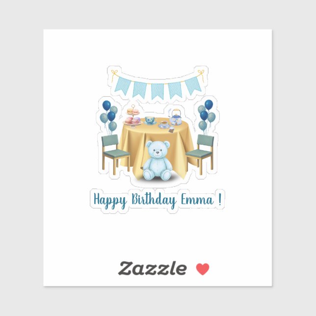 Tea Party Birthday Sticker (Feuille)