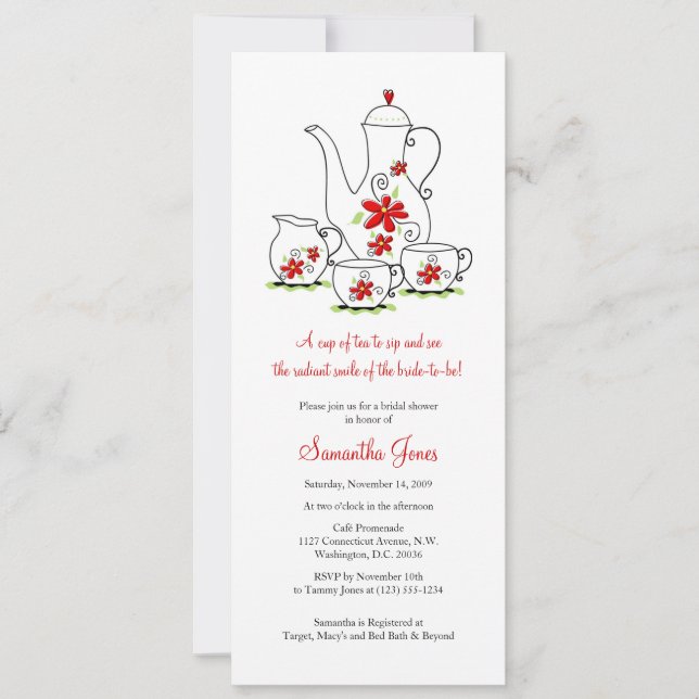 Tea Party Bridal Shows Invitations Tea Set (Devant)