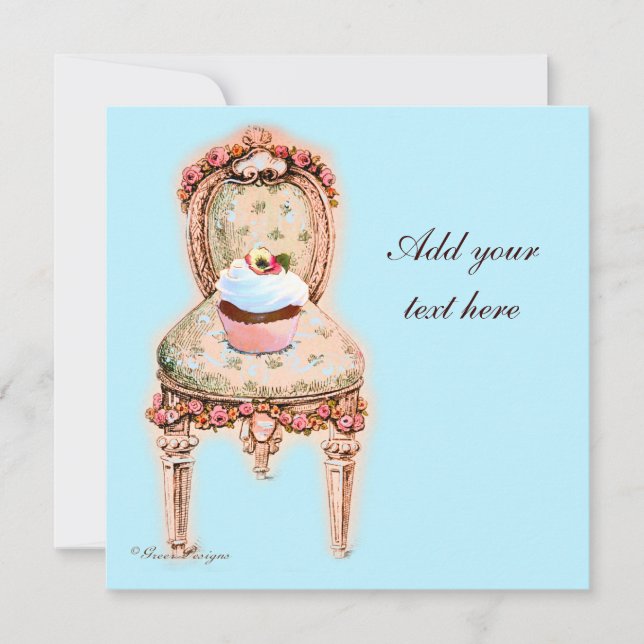 Tea Party Cupcake Invitations de design victorien (Devant)