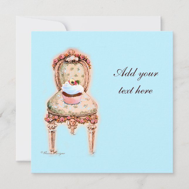 Tea Party Cupcake Invitations de design victorien (Devant)