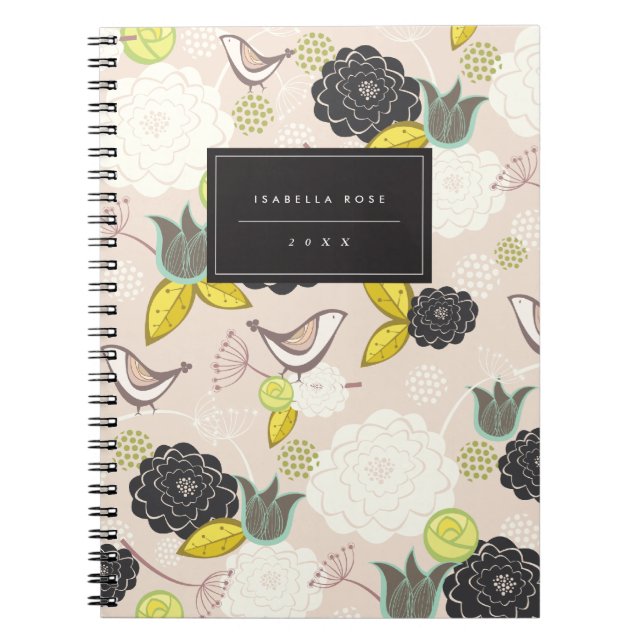 Tea Party Floral Fleurit Avec Oiseaux Carnet Perso (Devant)