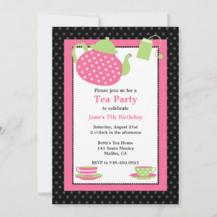 Tea Party Invitation à la fête d'anniversaire