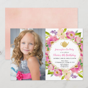 Tea Party invitation anniversaire, photo d'anniver