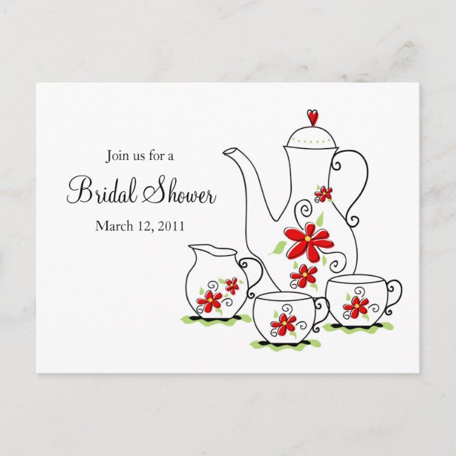 Tea Party, invitations par carte postale, Fleurs r (Devant)