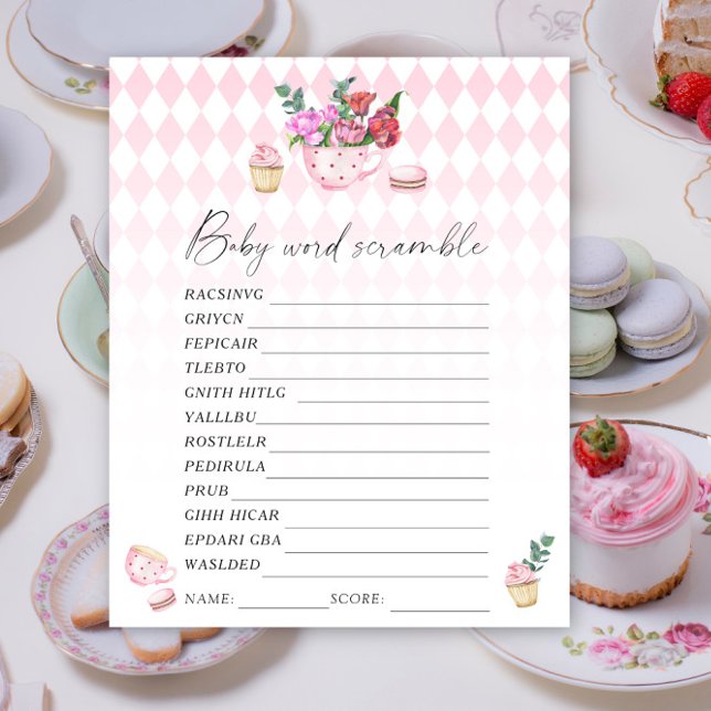 Tea party - Jeu de baby shower Word scramble (Créateur téléchargé)