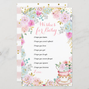Tea Party Pastel Flowers Voeux pour bébé