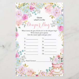 Tea Party Pastel Guess What's In the Diaper Bag