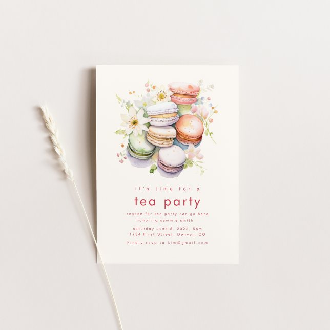 Tea Party Patisserie Invitation avec Macarons (Créateur téléchargé)