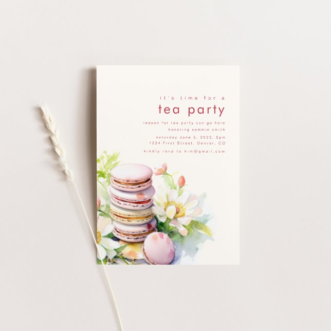 Tea Party Patisserie Invitation avec Macarons (Créateur téléchargé)