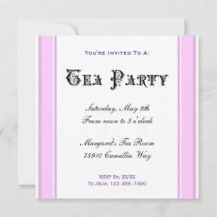 Tea Party rose rayé Invitations personnalisées