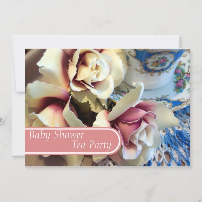 Tea Party Tea Cup Invitations de douche pour bébés (Devant)