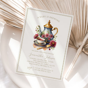 Tea Party vintage Baby shower d'automne Invitation