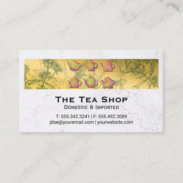 Tea Shop Herbal Plante Carte de visite (Devant)