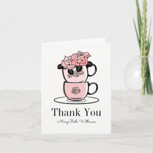 Tea Teacup & Fleurs Baby shower Carte de remerciem
