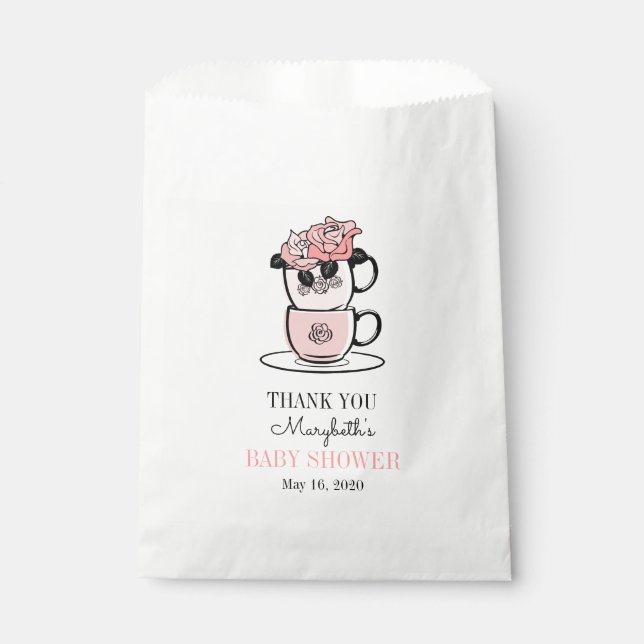 Tea Teacup & Fleurs Baby shower Favoriser les sacs (Devant)